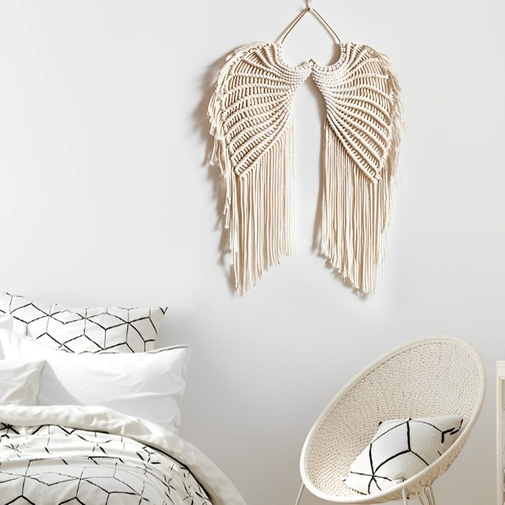 Décoration Murale Suspendue : Ailes D'ange En Métal Argenté, Personnalisables, Pour Noël Ou La Famille