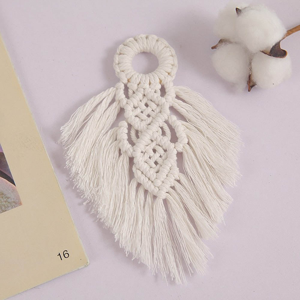 Attrape-Rêves Bohème Macramé En Coton - Décoration Murale Suspendue 93x30 Cm Beige