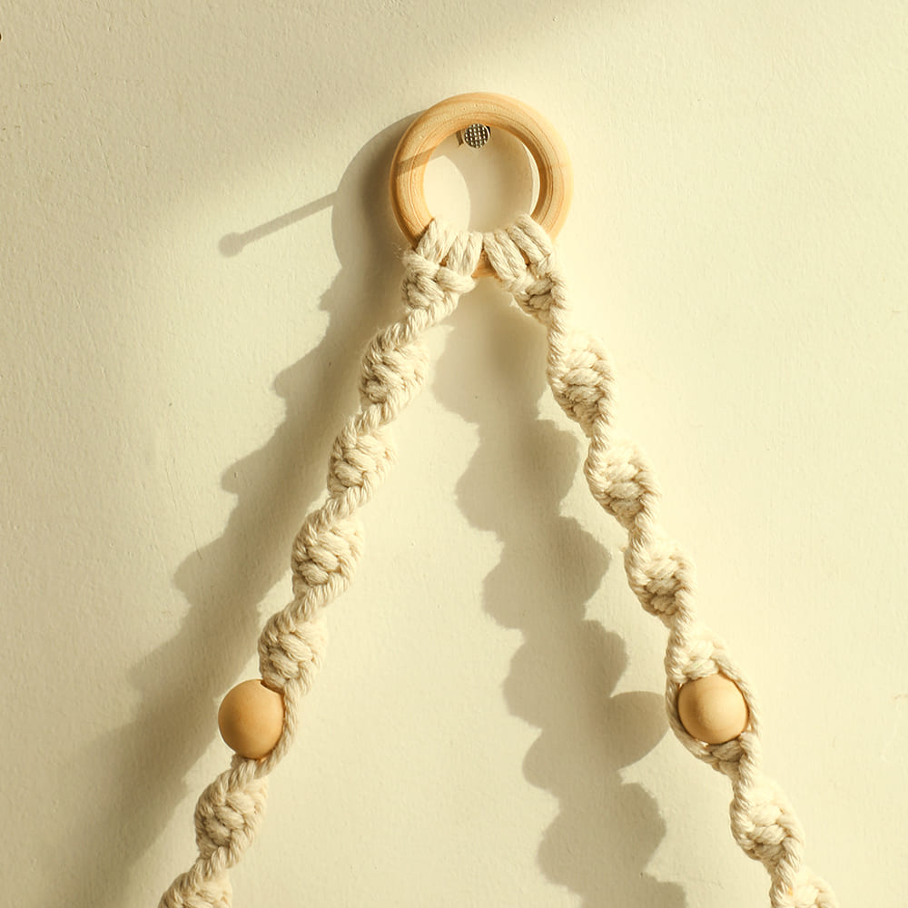 Étagère Murale Bohème Macramé 3 Niveaux - Support Flottant Avec Animaux Tissés à La Main, Décoration Boho