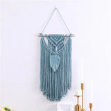 macramé mural couleur bleue