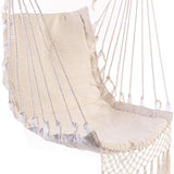 chaise suspendu en macramé blanche