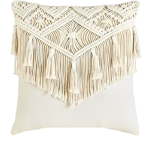 coussin frange macramé