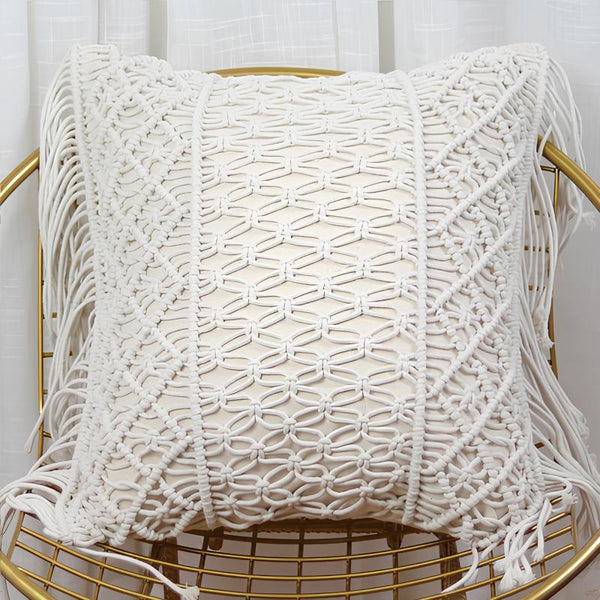 Coussin macramé bohème chic
