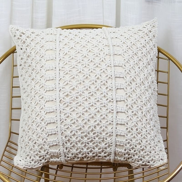 coussin macramé naturel